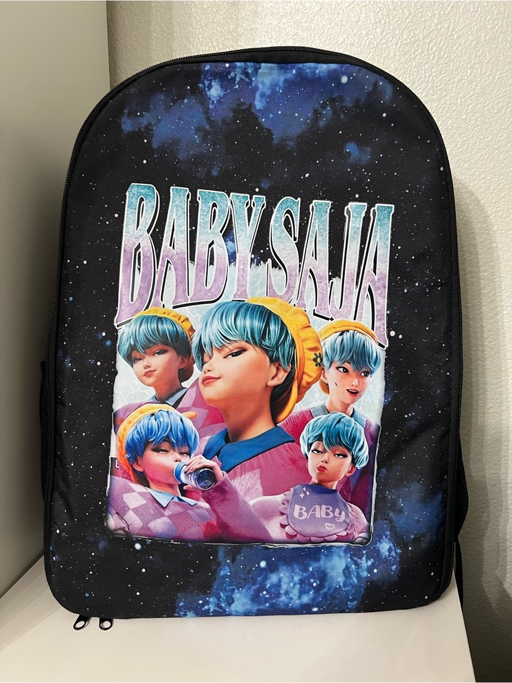 BABYSAIJA Kids Galaxy Print Backpack in Black & Blue